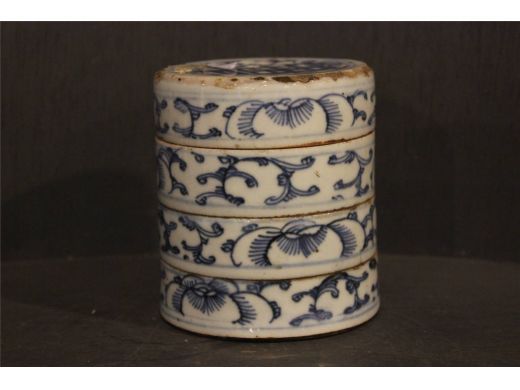青花喜字四节盒