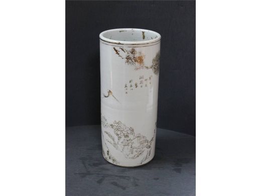 “庚戊年”描金松鹤帽筒