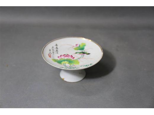 彩花鸟高足碟
