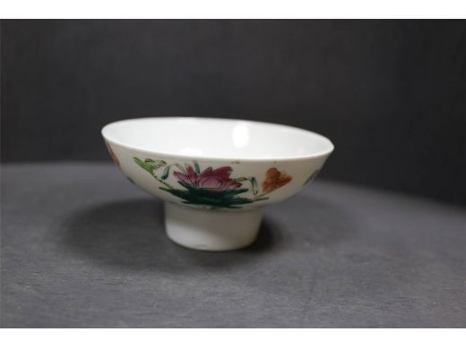 彩四季花高足碗