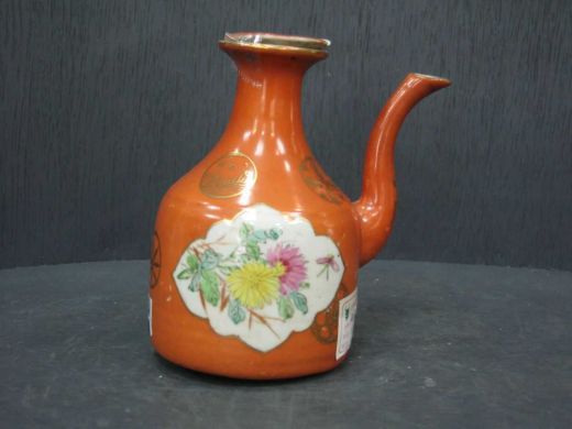 矾红花鸟茶壶