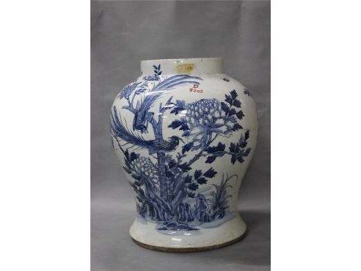 青花花鸟将军罐