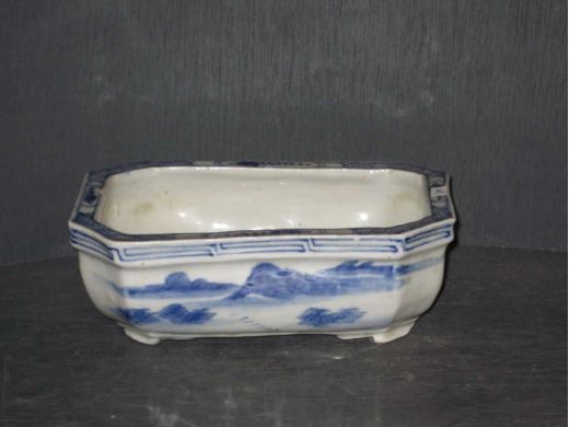 青花山水水仙盆