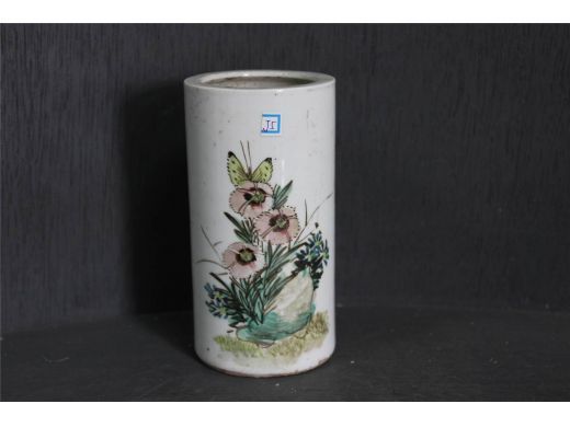 彩花卉笔筒