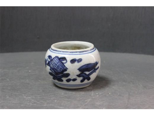 青花博古笔洗