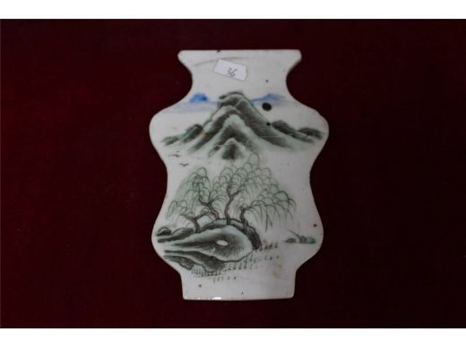 彩山水小瓷片