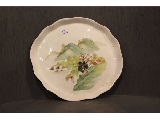 彩山水茶托