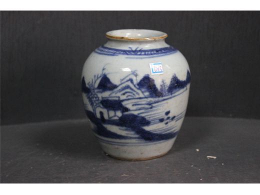 青花山水小罐