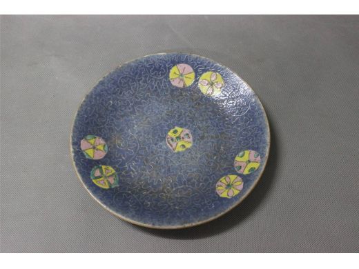 蓝地扎道皮球花碟