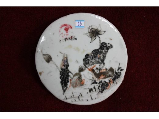 圆形花鸟小瓷片