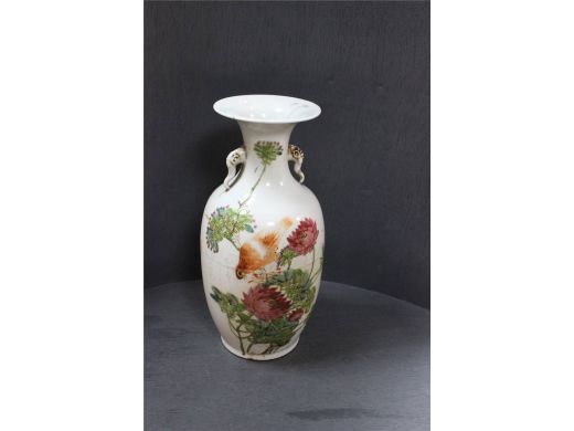 彩花鸟双耳瓶