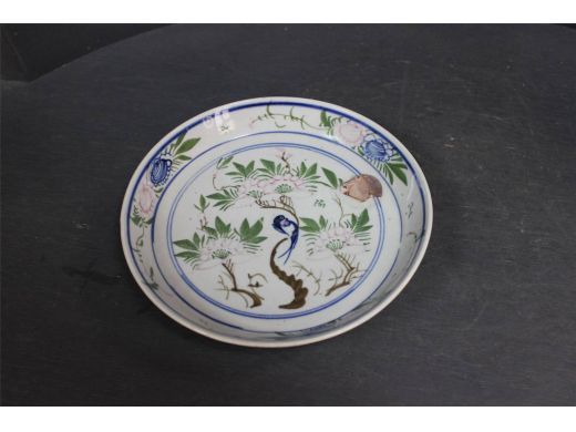 釉下彩花鸟茶托