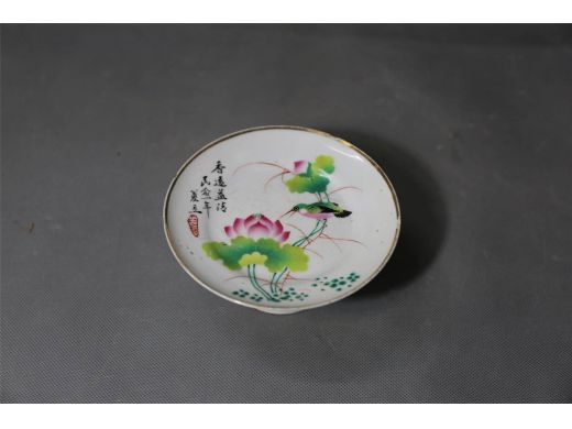 彩花鸟高足碟