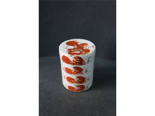 矾红太狮少保四节盒