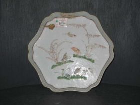 彩花鸟茶托