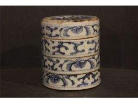 青花喜字四节盒