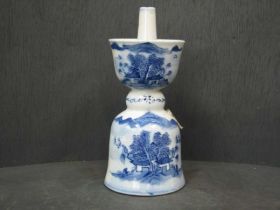 青花山水烛台