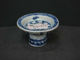 青花花卉高足碟
