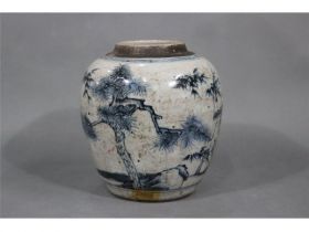 青花松竹纹罐