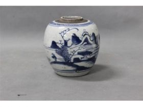 青花山水小罐