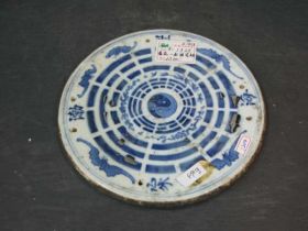 青花八卦圆瓷板