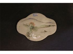 彩如意山水小瓷片