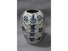 豆青博古冬瓜罐