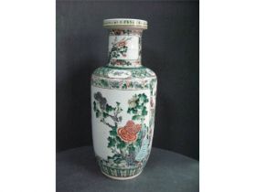 彩开光花鸟棒槌瓶