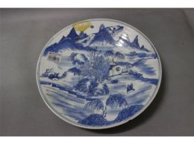 青花山水碟