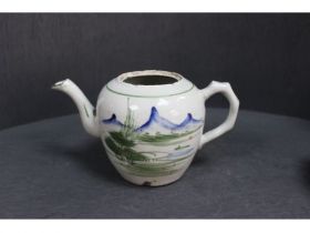 釉下彩山茶茶壶