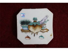 方形花卉小瓷片