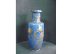 洒蓝描金花鸟棒槌瓶