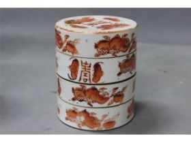 矾红寿字四节盒