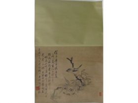 刘锡玲绢本指笔花鸟