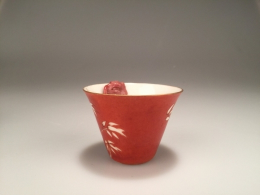 抹红竹梅酒杯（一对）