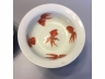米黄地粉彩花卉反边浅碗