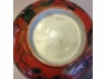 珊瑚红地粉彩荷花鸳鸯碗一对