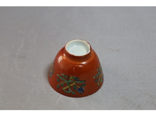 矾红花卉小杯
