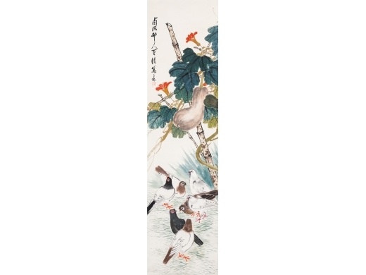 晋清 花鸟轴