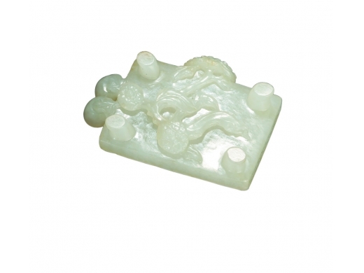 白玉牡丹纹棋盘形墨床