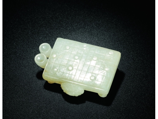 白玉牡丹纹棋盘形墨床