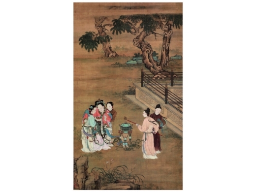 丁观鹤 贵妃醉酒立轴
