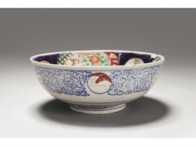19世纪 日本彩花卉纹大碗