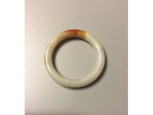 天然淡紫间巧色红翠手镯