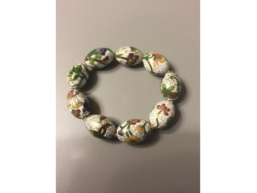 白地景泰蓝花卉手串