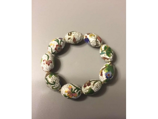 白地景泰蓝花卉手串