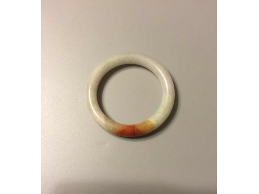 天然淡紫间巧色红翠手镯