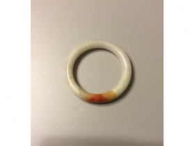 天然淡紫间巧色红翠手镯