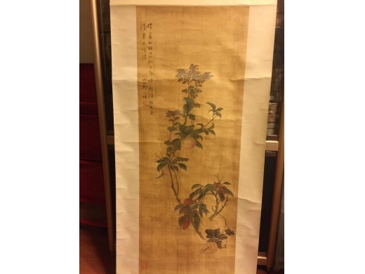 邹小山绢夲着色花鸟