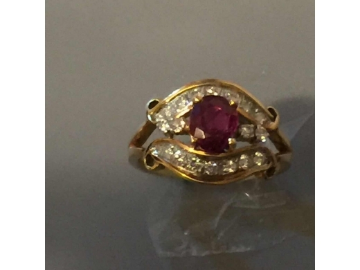 14k金镶泰国天然红宝石1.05卡.小占 0.41ct
